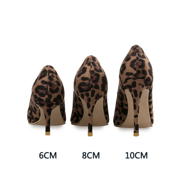 Elegant Leopard Print High Heels for Women - Sexy Office Pumps with Pointed Toe